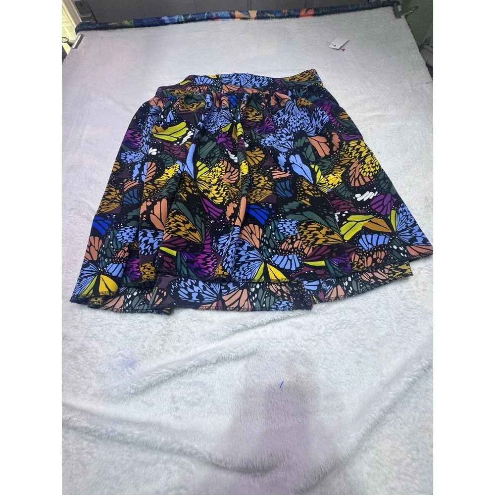 Hand Made Skirt Mini With Butterflies AOP Size Large Ruffles Zipper‎ Back Y2K